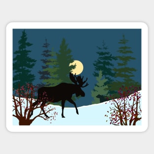 The Moose, the Bear and the Moon Sticker